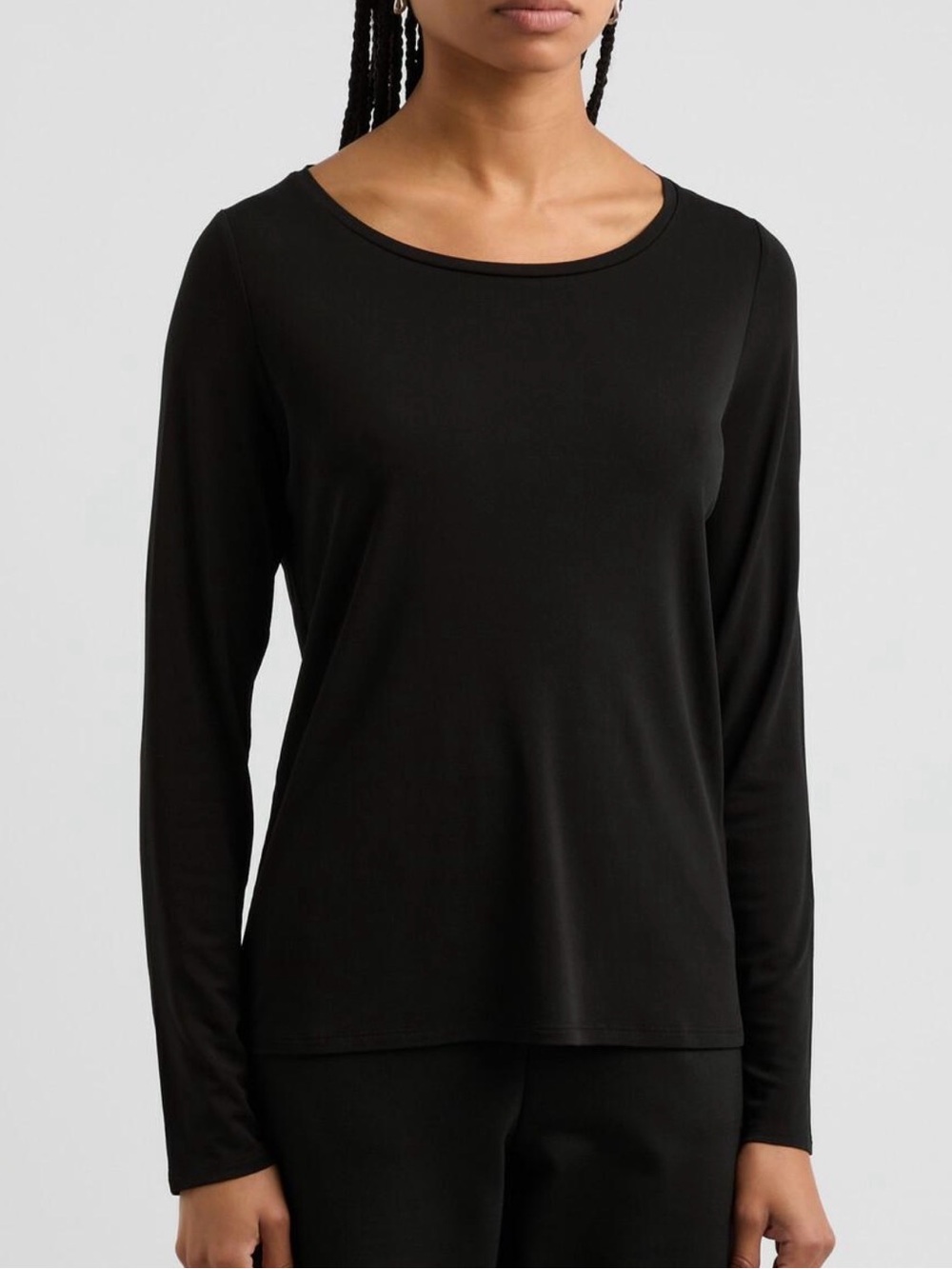 EILEEN FISHER Womens Silk Jersey Long Sleeve Top S Quiet Luxury Minimalist
